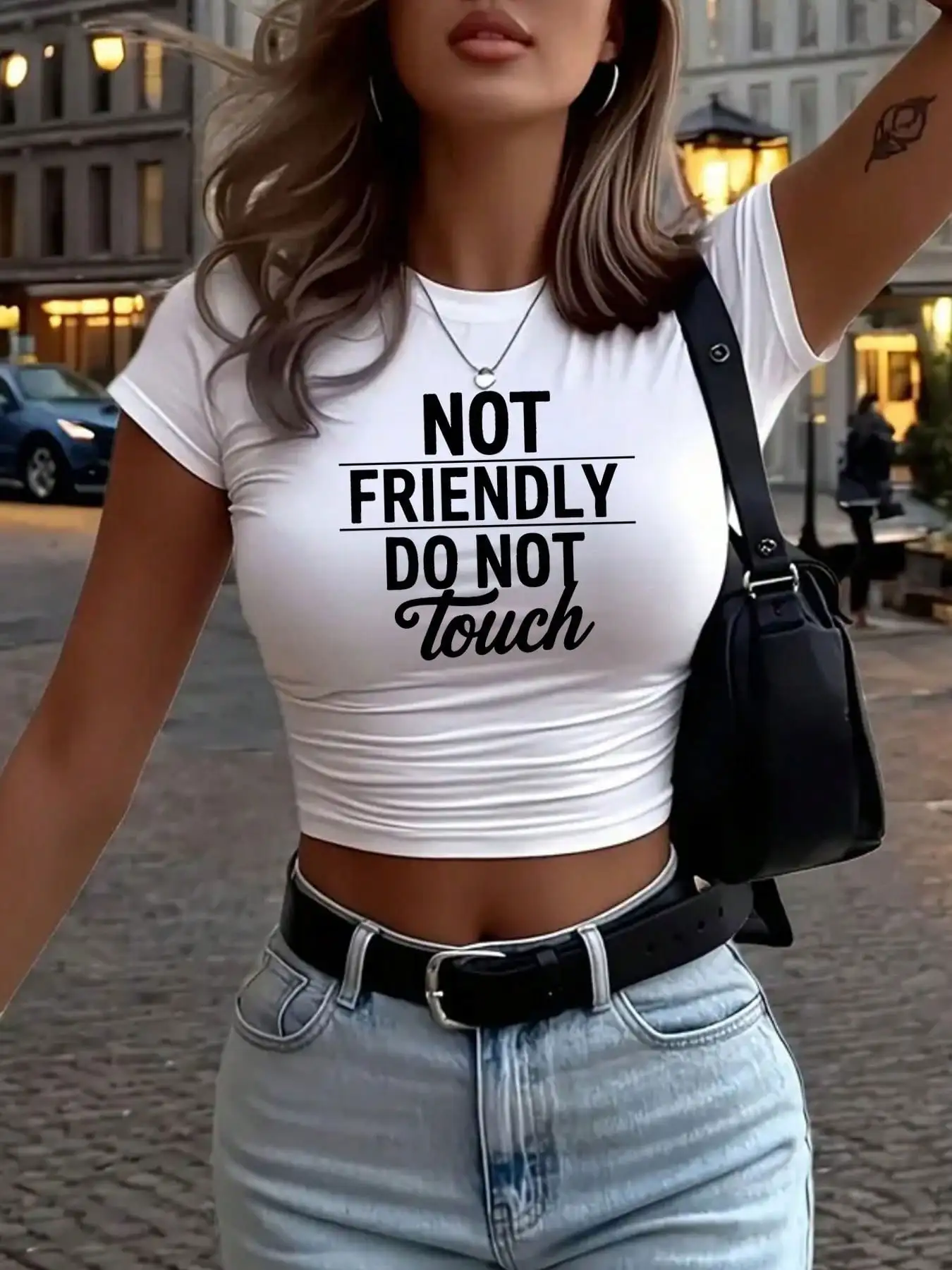 Creative Pattern Women's Fashion Short Printed Cropped T-Shirt 90s Vintage Graphic Crop Tops Fashion Tshirt Clothes Sexy Female