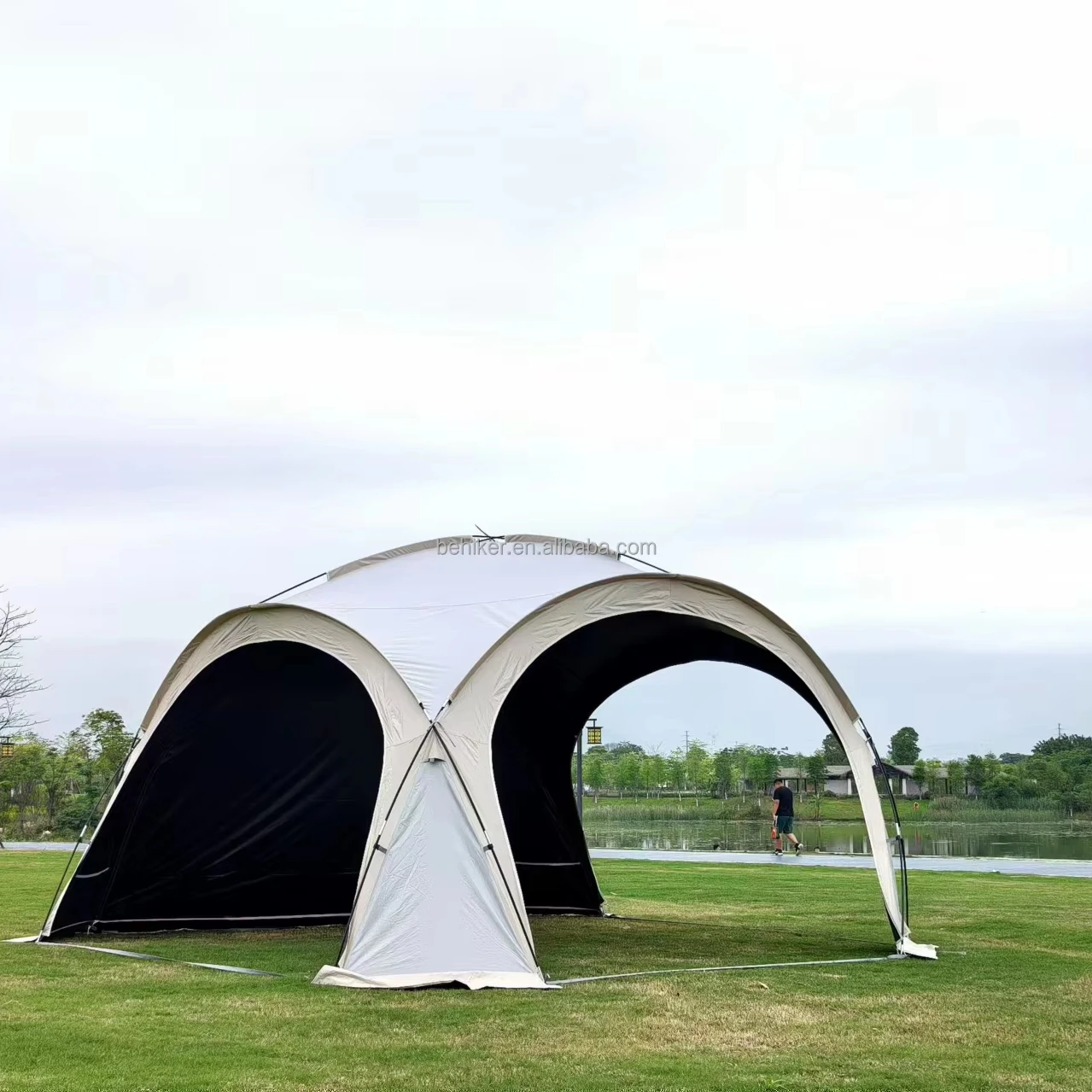 

Camping canopy with tunnel tent extra large space for kids playing family comfortable outdoor camping