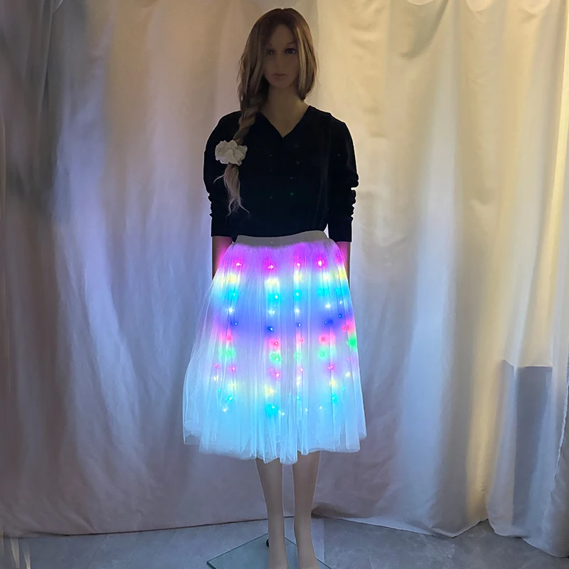 LED Dance Skirt Belly Dance Performance Props APP Control Full Color Dancer Wear Party Stage For Adult Costumes Accessories