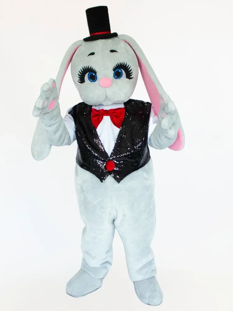 زي التميمة الفاخر على شكل أرنب عيد الفصح مع سترة سوداء وقبعة للبالغين في عيد الهالوين وعيد الميلاد ملابس تنكرية للحفلات #1