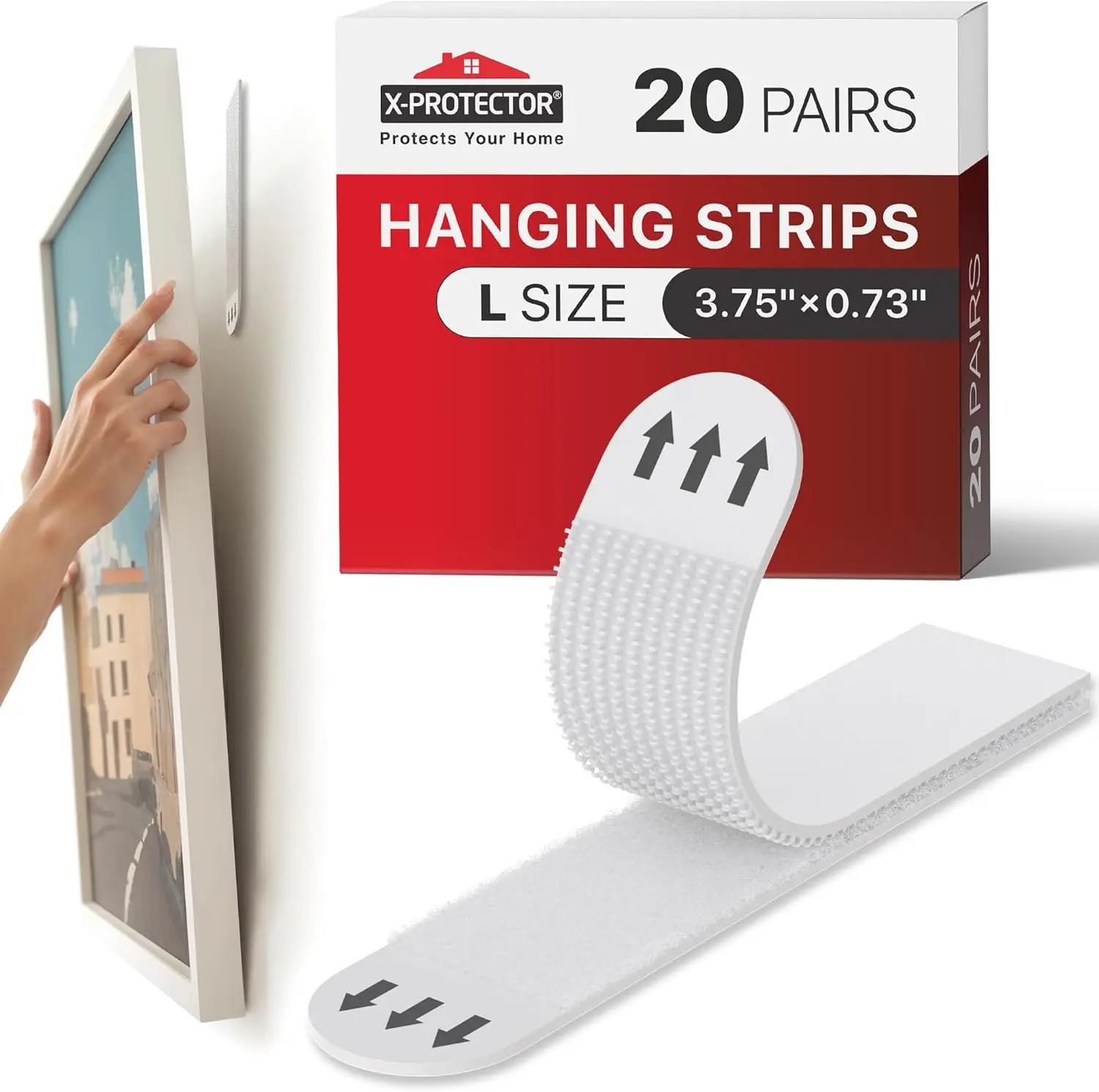

20 Pairs Heavy Duty Picture Hanging Strips, Damage-Free Wall Adhesive Hangers for up to 20 LBS, No Nails Needed