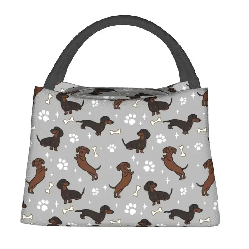 Gray Dachshunds Dackel Insulated Lunch Bags For Camping Travel The Wiener Dog Teckel Resuable Cooler Thermal Bento Box Women