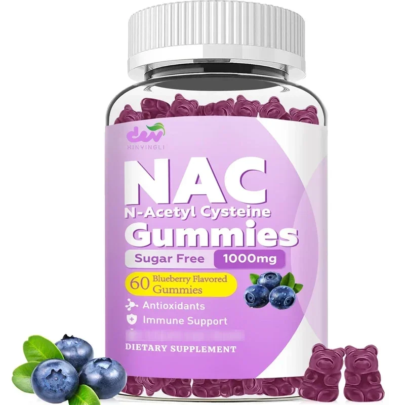 

1000mg N Acetyl Cysteine Supplement Gummies - Antioxidants & Immune Support Blueberry Flavor 60 Count NAC Dietary Gummies