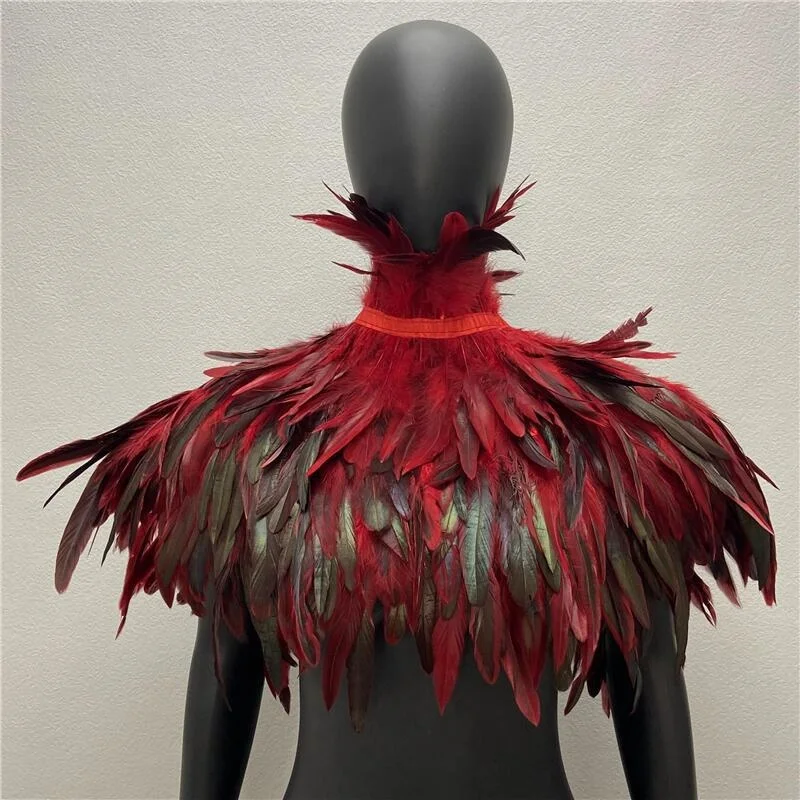 Schulter umhang für Frauen Umhang Party Mantel Feder Punk Gothic Mantel Frau Abschluss ball Kleidung Schal Feder Halloween Mäntel Jacken – Detail 2