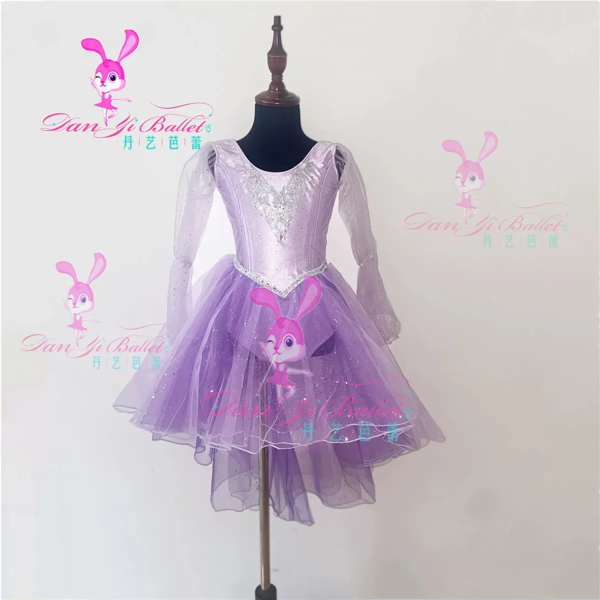 Danyi simple adult children's ballet costume purple fairy fluffy gauze dress competition costume