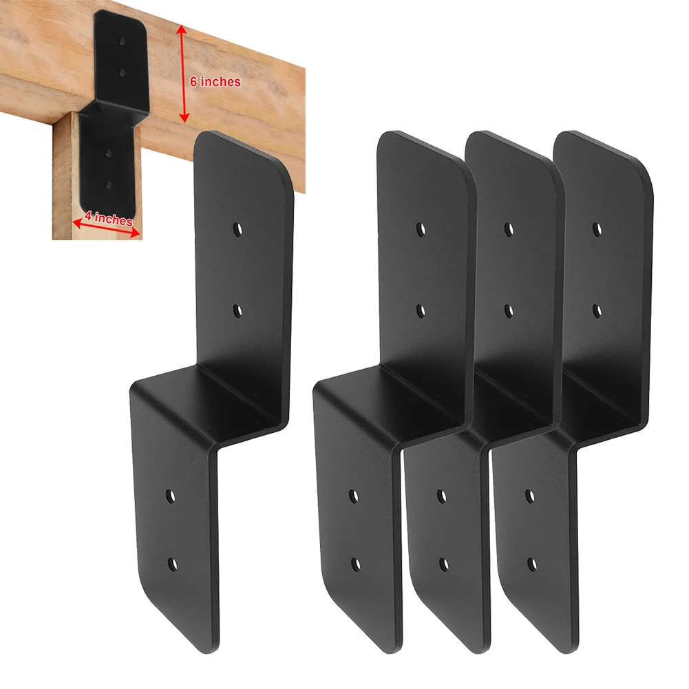 4 PCS Heavy Duty Steel Z Brackets Double Angle Channel Profile Corner Brace Black Coated Compatible with 38mm Beams