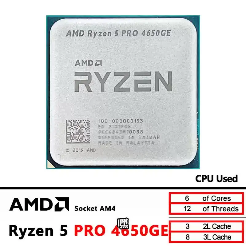 AMD Ryzen 5 PRO 4650GE R5 PRO 4650GE 3.3 GHz 使用 6 コア 12