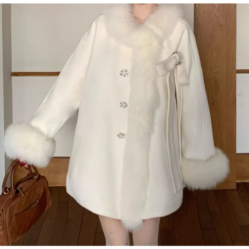 Vêtements d'extérieur manteau gris haut de gamme et élégant manteau en laine haut de gamme mi-long veste chaude à la mode et élégante vêtements pour femmes