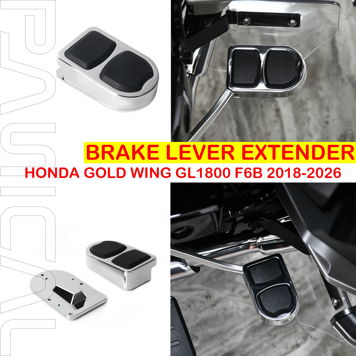 PANICAL Chrome Large Rear Brake Pedal Pad Lever Extension Kit For Honda Gold Wing GL1800 F6B GL1800 DCT Tour Airbag 2018-2026