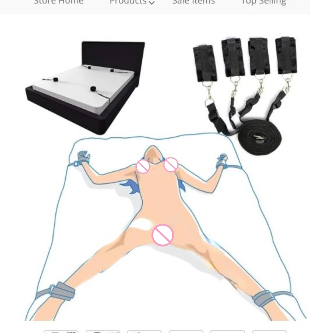 BDSM Bed Strap Bondage Alternative Binding on The Bed with Plush Binding Sex Toys 1.8 M Bed with Plush Handcuffs Self Bondage