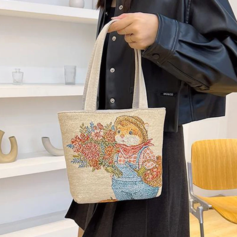 Borsa da donna portatile ricamata con filo d'oro con motivo a doppia faccia di nuova moda