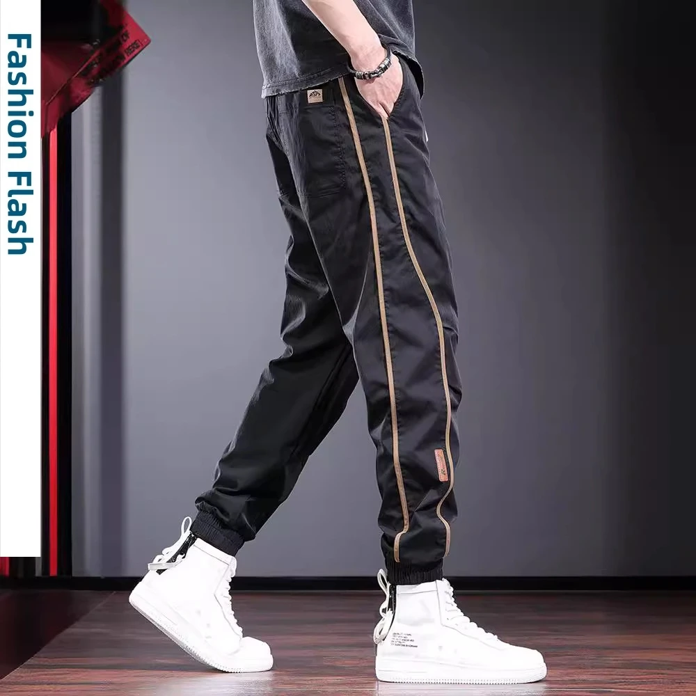 

Summer Thin patchwork jogger black sportwear casual trousers for men korean street fashion cloth pants men jogging XXXL 4XL