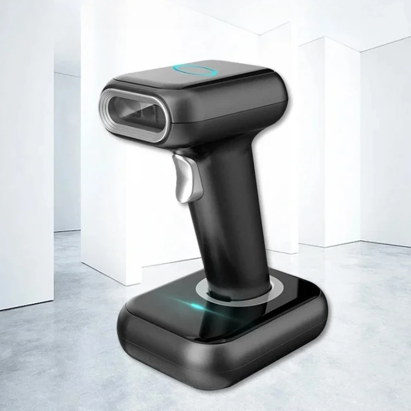 

2D QR-код Беспроводной сканер штрих-кода с зарядной базой PDF417 Высокоскоростной считыватель штрих-кодов Ручной для Surpermarket