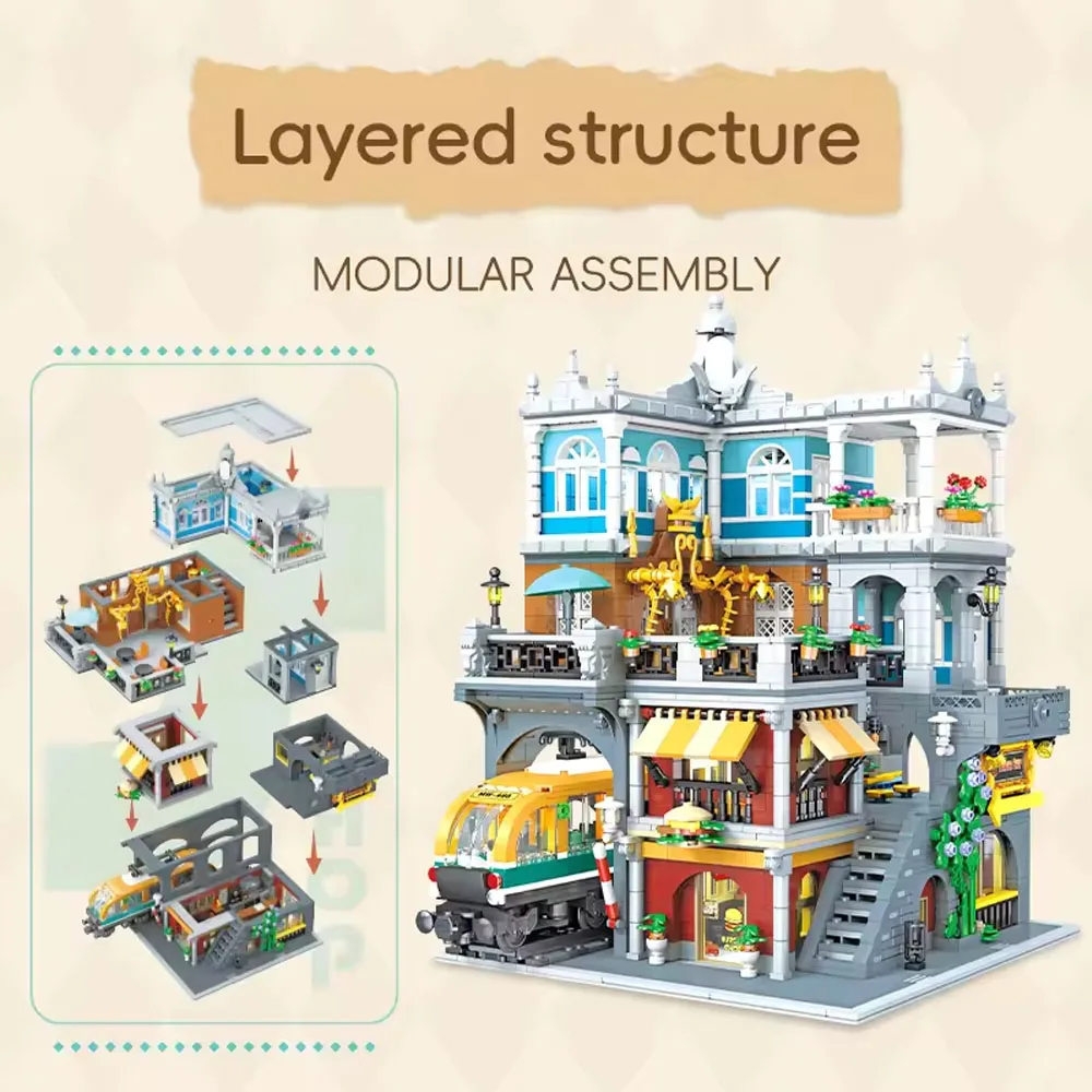 3289 個バーガーショップビルディングブロックハウスモデルライトシティビューストリートシーン地下鉄レンガのおもちゃ子供女の子大人のギフト