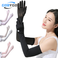 GOBYGO 1Pair UPF50+ Summer Sunscreen Sleeve Anti-slip Open Finger Ice Sleeve Outdoor Cycling UV Sunscreen Gloves Running Fishing