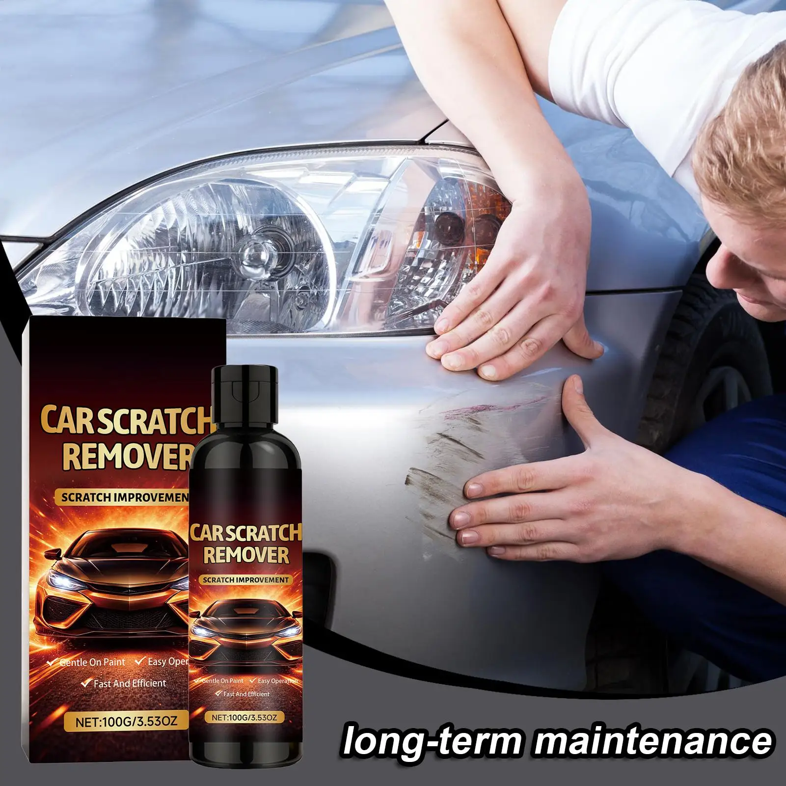 

Средство для удаления царапин с автомобиля, 100 г, восстанавливающая полировальная паста для удаления царапин и следов окисления, с губкой, набор для ремонта легких царапин и водных пятен