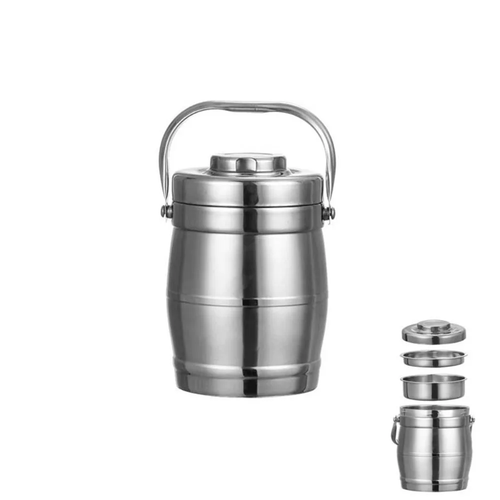 

Stainless Steel Thermos Food Jar Foldable Handle Large Capacity Thermal Lunch Box Unbreakable Durable Insulated Pot School