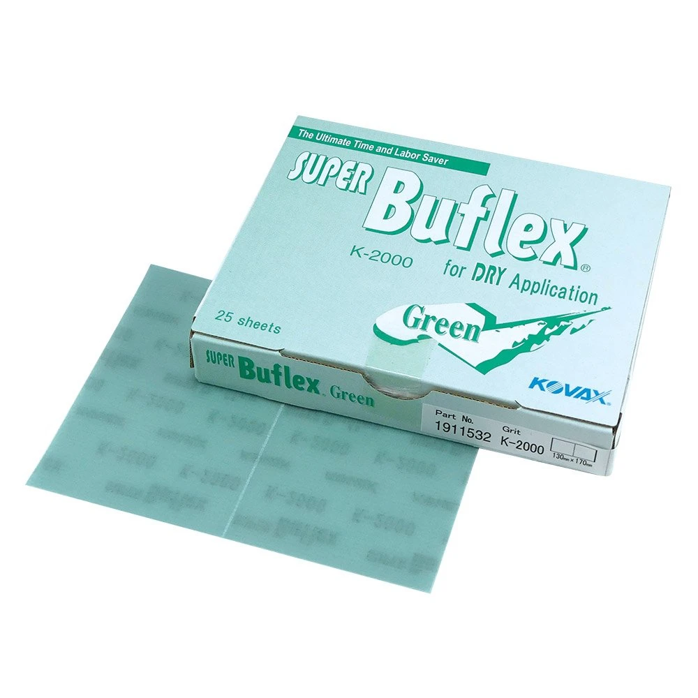 

25 Sheets Super Buflex Flexible Dry Sanding Sheets Green K-2000 Hook & Loop 191-1532