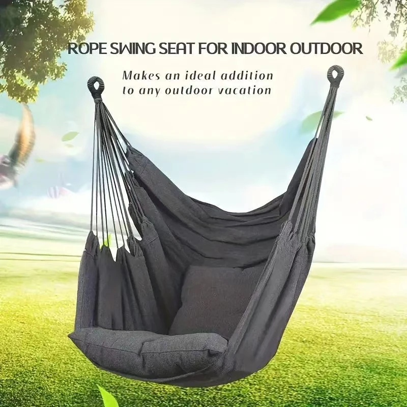 Outdoor Garden Swings Half-wrapped Canvas Hammock Chair Indoor Stress Reduction Hanging Chair Leisure Garden Chair