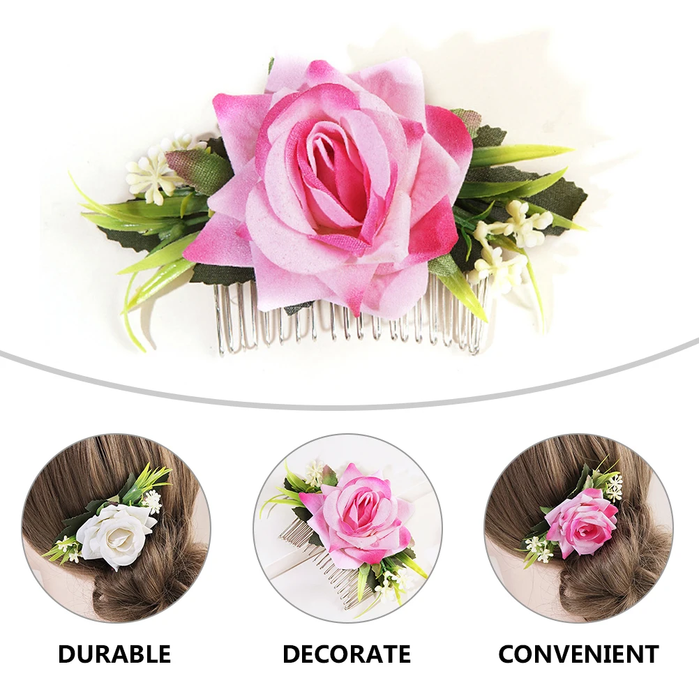 

2Pcs Simulated Flower Headdress Bridal Hair Accessories Fabric Comb Delicate Romantic For Wedding Birthday Photoshoot