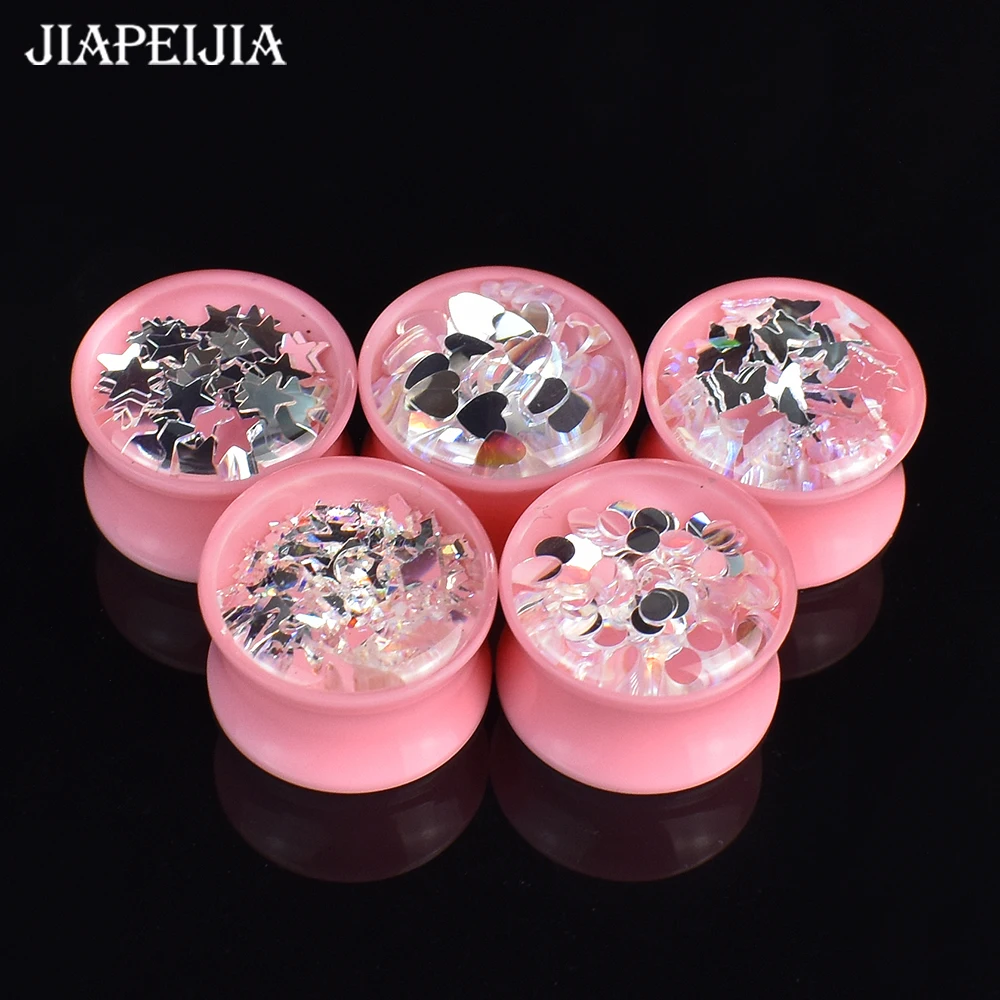 2pcs 8-50mm Pink Ear Gauges Tunnels Double Flared Plug Body Piercing Jewelry for Women Men