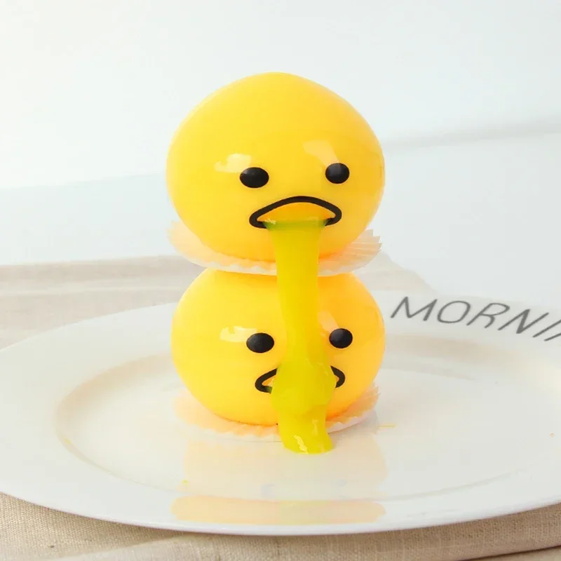 2pcs Puking Egg Yolk Stress Ball with Yellow Goop Relieve Stress Toy Funny Squeeze Tricky AntiStress Disgusting Egg  Kids Gift