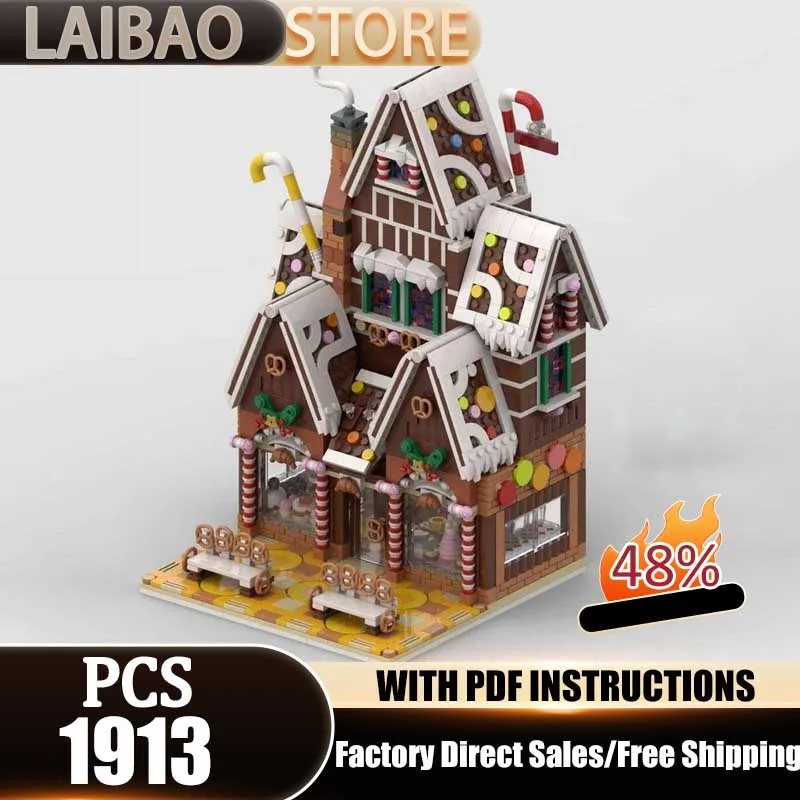 Model Ulicy Moc Klocki Konstrukcyjne Zimowa Wioska Cukiernia Technologia Modułowe Klocki Prezent Zabawki Świąteczne Zestawy DIY Montaż