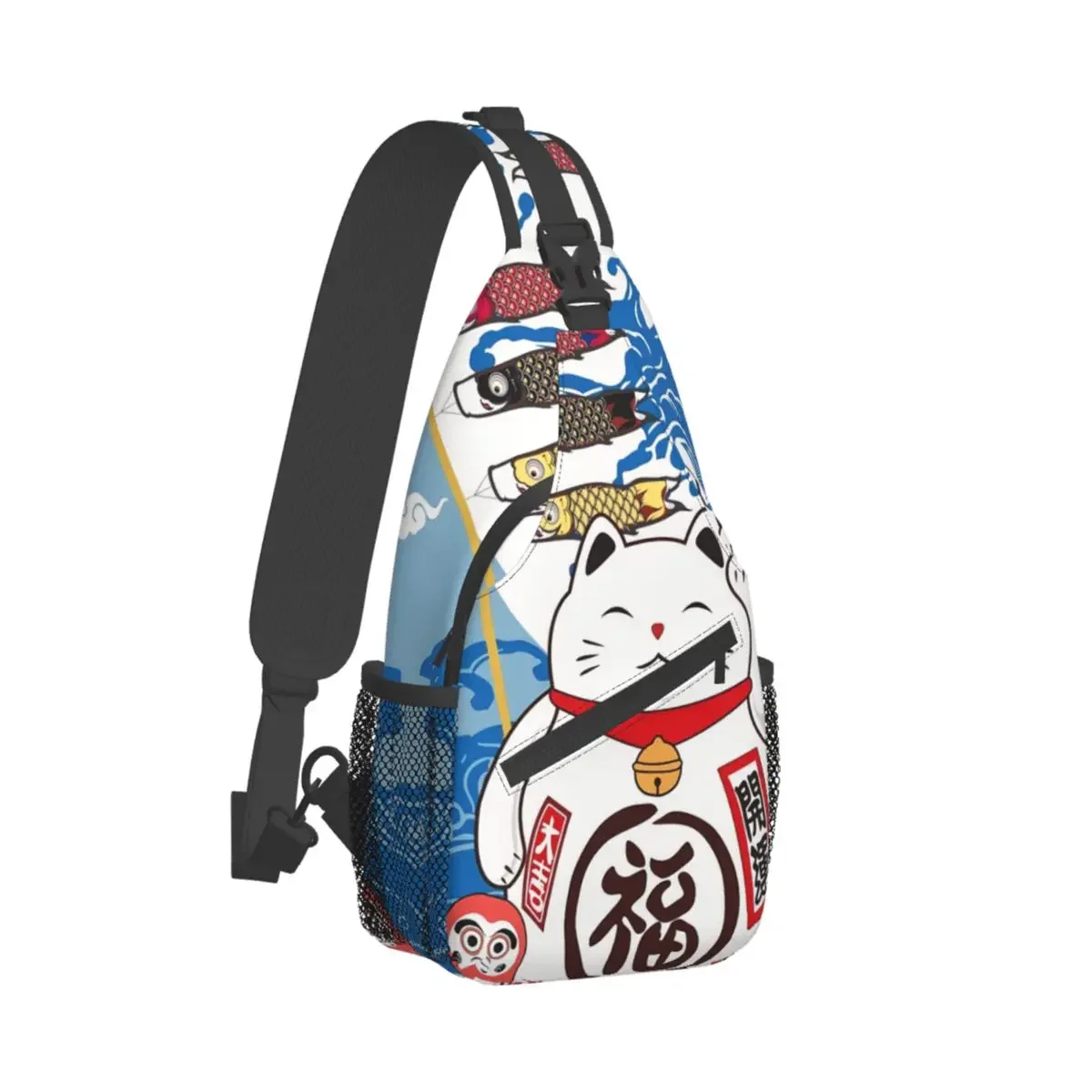 

Сумка через плечо в японском стиле, спортивная милая нагрудная сумка Maneki Neko, унисекс, женские и мужские модные рюкзаки на плечо для путешествий