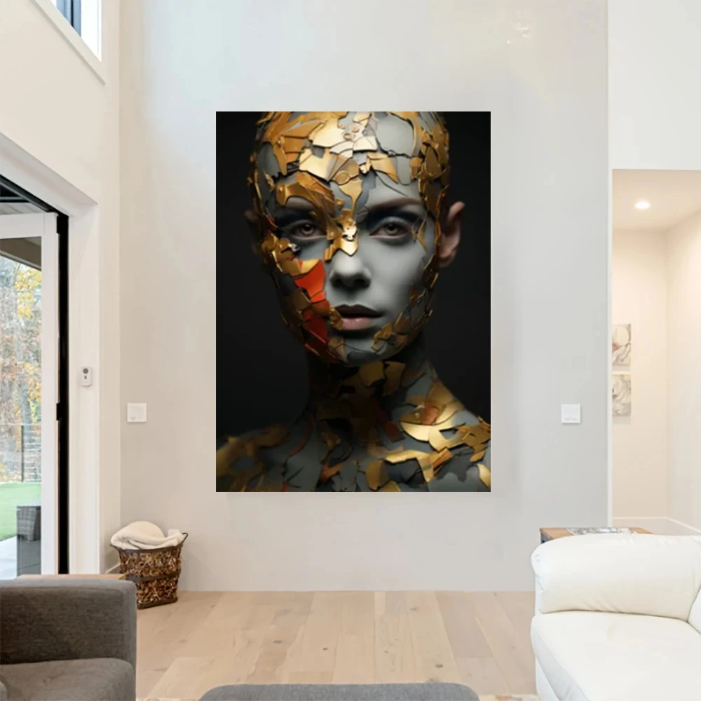 Abstract Men's Crack Poster, Modern Abstract Style, Suitable For Living Room Bedroom, Office, Simple Home Decor,No Frame