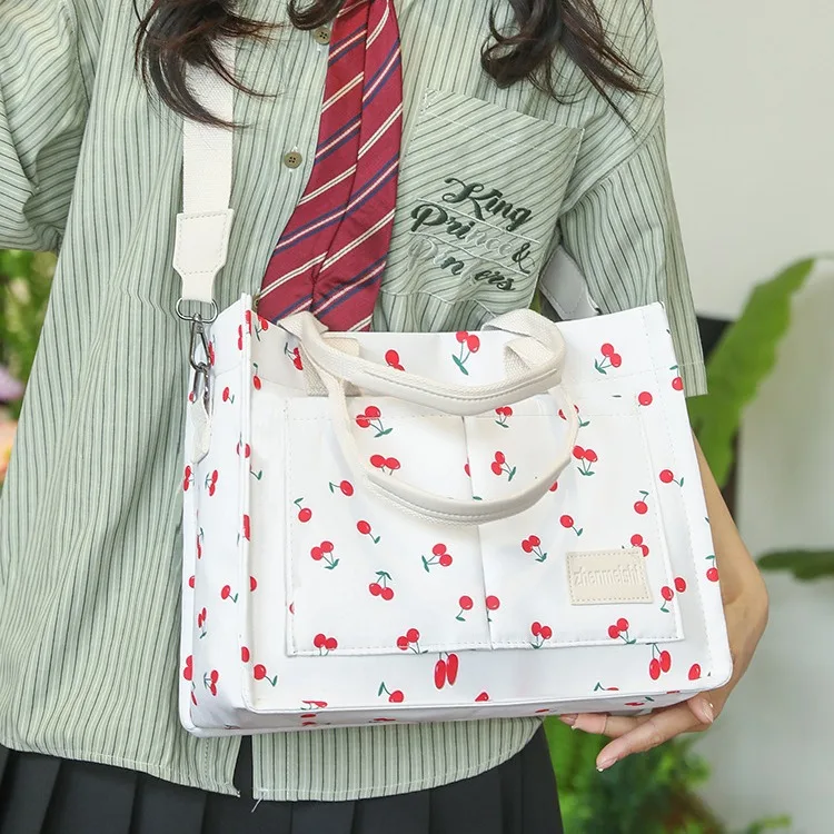

Женская сумка-тоут с принтом вишни, большая вместительная сумка с множеством карманов, сумка через плечо