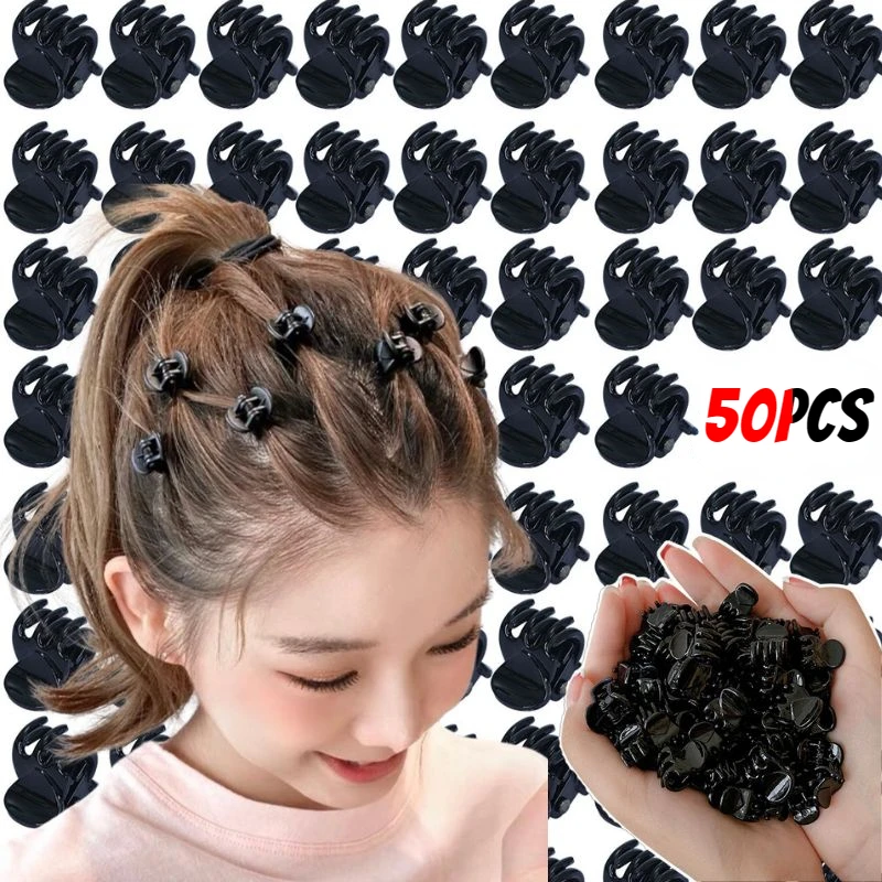 

50/30/20/10pcs Girls Mini Hair Claws Kids Plastic Black Hairpins Hair Clips Clamp Ponytail Holder Headwear Hair Accessories