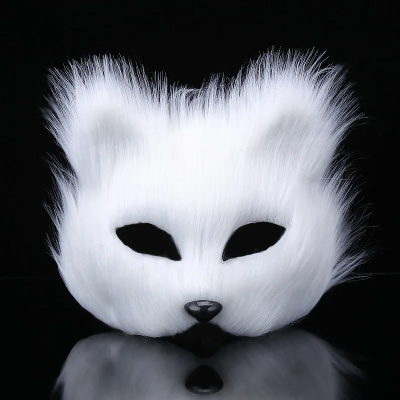 Halloween Fox Shape Half Face Eye Mask Sexy Imitation Cat Hair Animal Mask Christmas Carnival Party Cosplay Costume Props