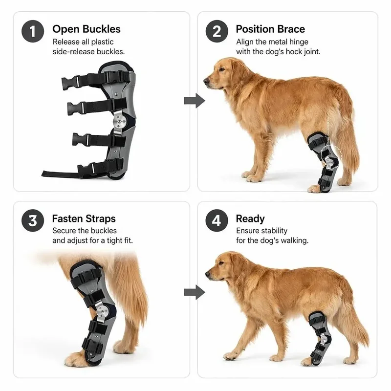Dog Hind Leg Hock Brace Adjustable for ACL Arthritis Post Surgery Support Protector Polyester