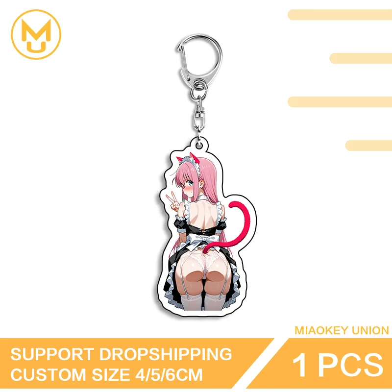 Gotoh Hitori Maid Outfit Butt Double Sided Acrylic Keyring Amusing Practical Decorative For Backpack Clothes Hat Jewelry Gifts