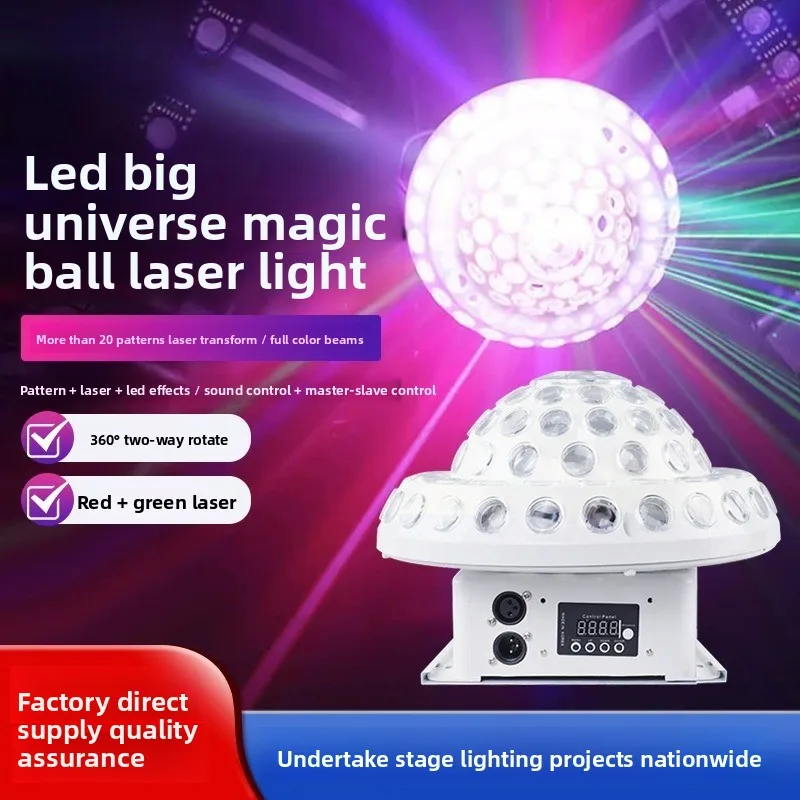 LED Magic Ball Moving Head Light, 7-Color Rotating Stage Lamp for Disco DJ Bar KTV Party
