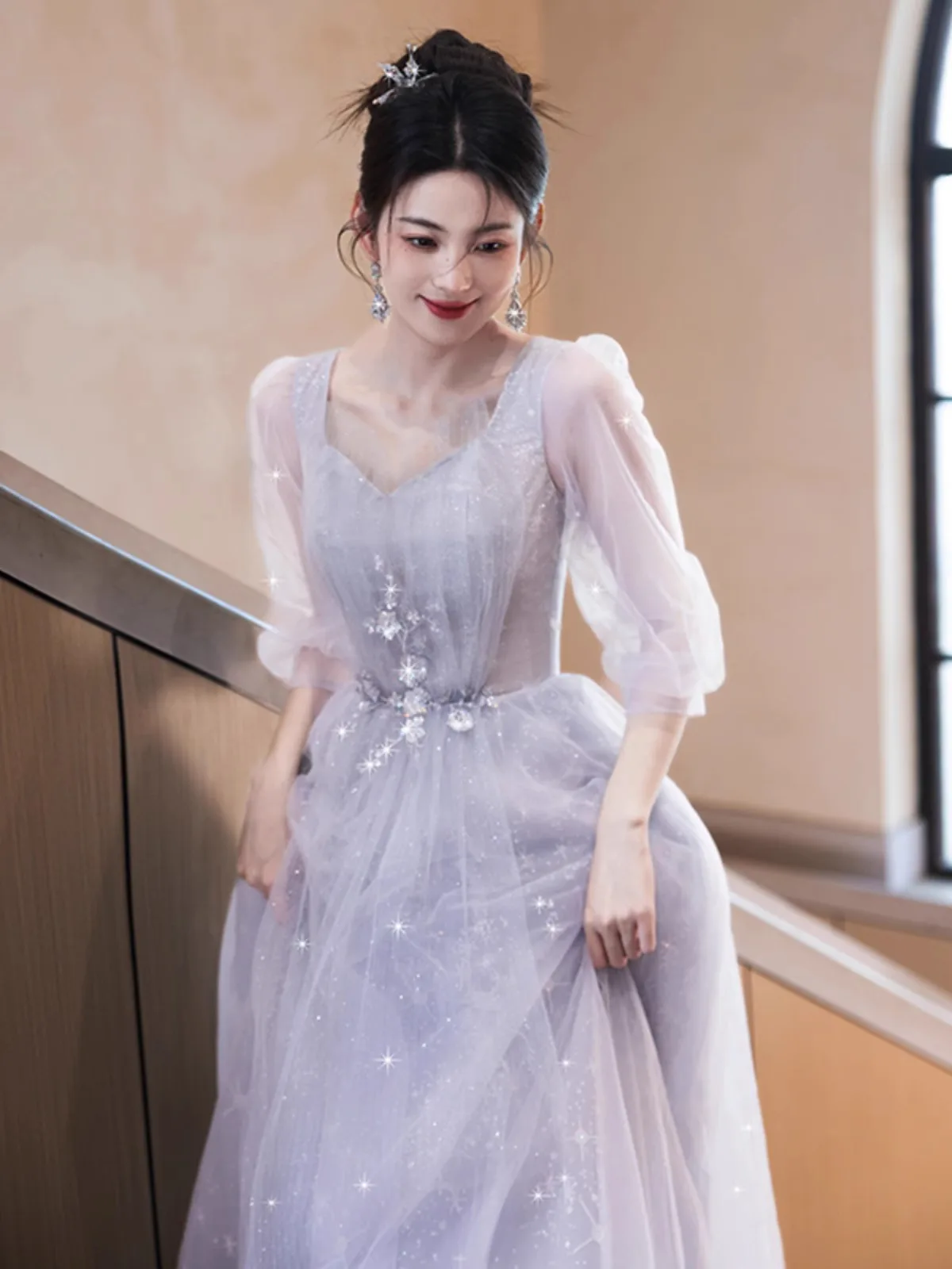 

Ele Long Sve Evening Gown Women's Birthday Par Ball Luxury Host High End Adult Ceremony Princ Dr