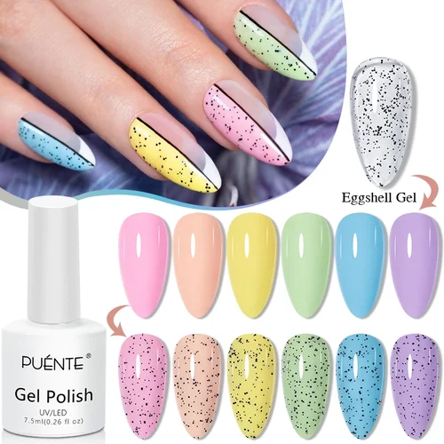 Esmalte de uñas de Gel de cáscara de huevo con purpurina, barniz semipermanente con colores caramelo, diseño moteado, colores combinados para manicura DIY, 7,5 ML