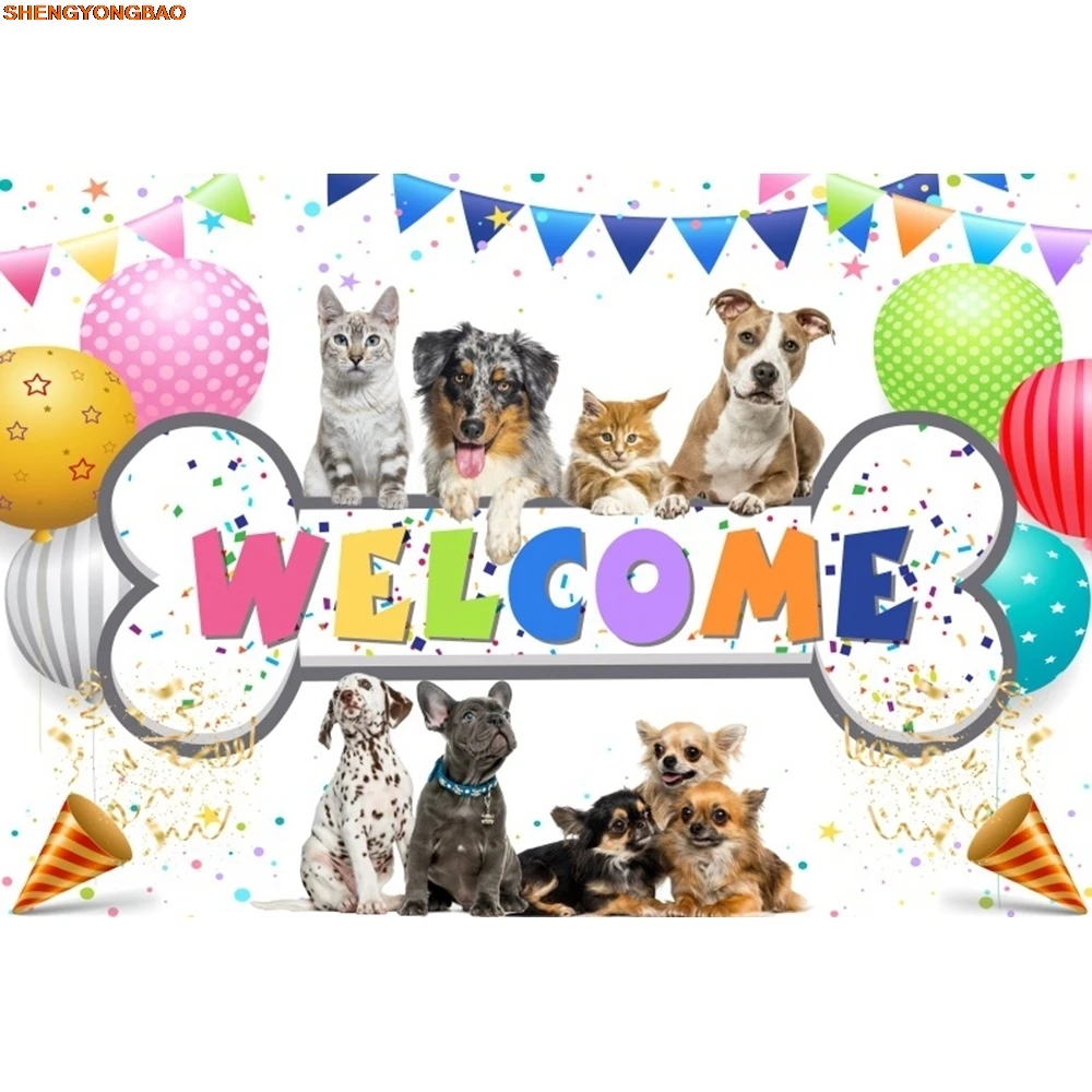Latar Belakang Selamat Ulang Tahun Hewan Peliharaan Balon Pesta Hewan Peliharaan Potret Fotografi Latar Belakang Dekorasi Spanduk Poster Foto Studio Alat Peraga Photobooth