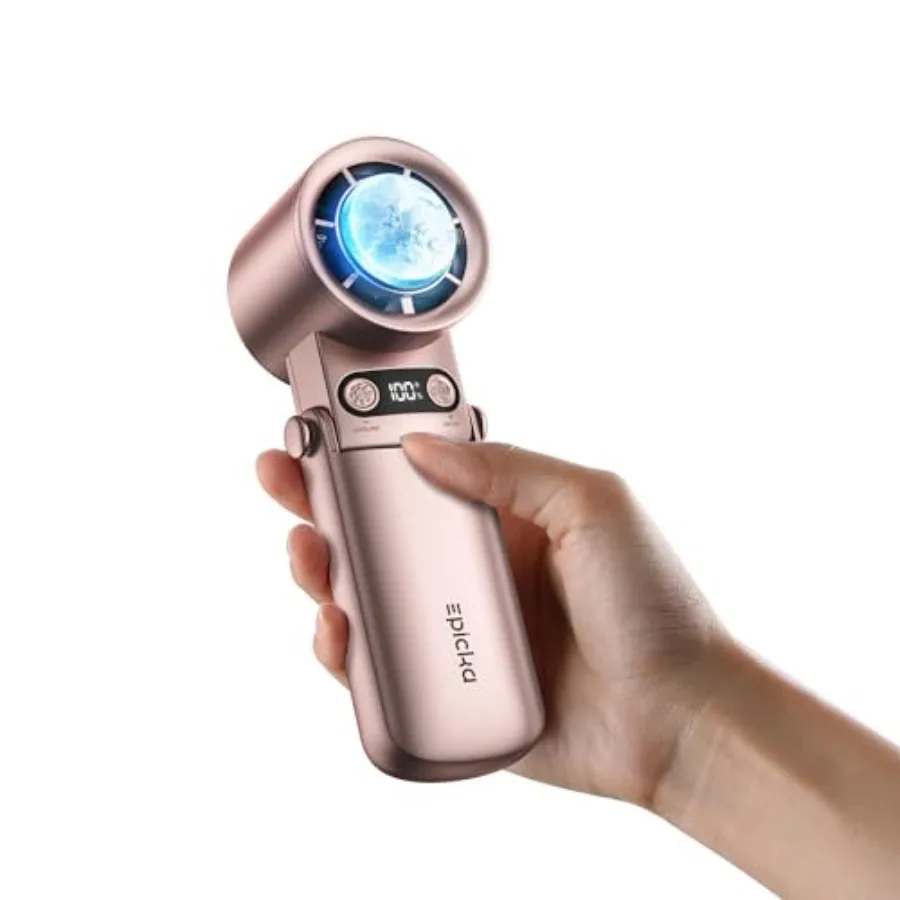 

Portable Handheld Fan with Ice Cooler - 25H Runtime, Rechargeable 6800mAh Personal Turbo Fan with Power Bank, Fast Charging, 0-
