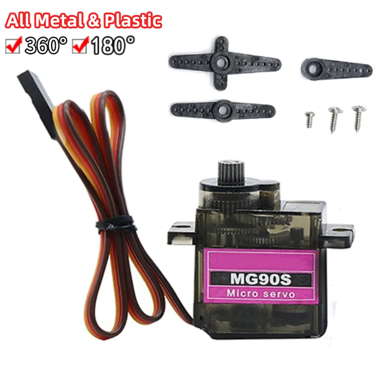 MG90S Metal & Plastic Gear 9G Servo Upgraded Version For Rc Helicopter Plane Boat Car 9G Trex 450 180/360 Degrees Micro RC Robot