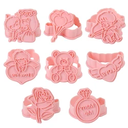 1set 3D Rose Flower Propose Love Heart Archery Cupid Cookie Mould For Wedding Valentine's Day Biscuit Mold Baking Cookie Cutter