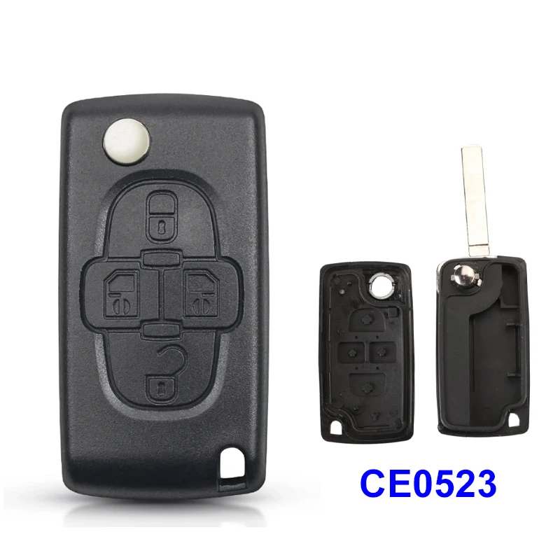 4 Buttons Flip Floding Remote Key Fob Case Shell Fob For Peugeot 1007 For Citroen C8 Uncut Blade With Groove CE0523