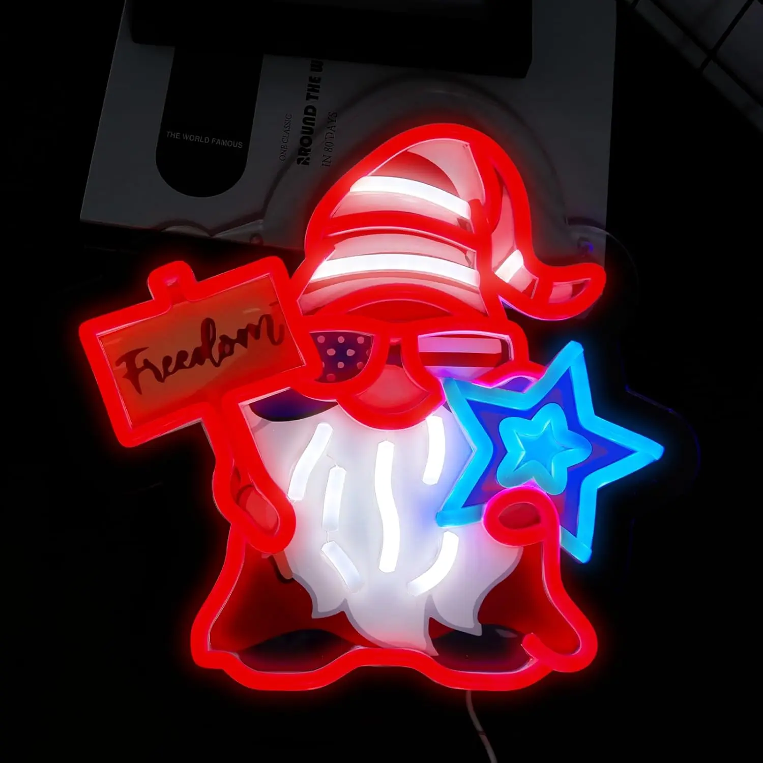 

Неоновая вывеска «Патриотические гномы» (США), декор для комнаты ко Дню независимости, настенный светильник, USB LED неоновая лампа для украшения спальни ко Дню памяти, подарок