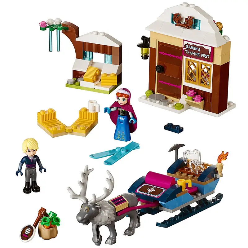 Princess Elsa Anna Skiing Sledge Building Blocks Girls Series Frozen Reindeer Sleigh Children Brainstorm Assembled Toys view 5