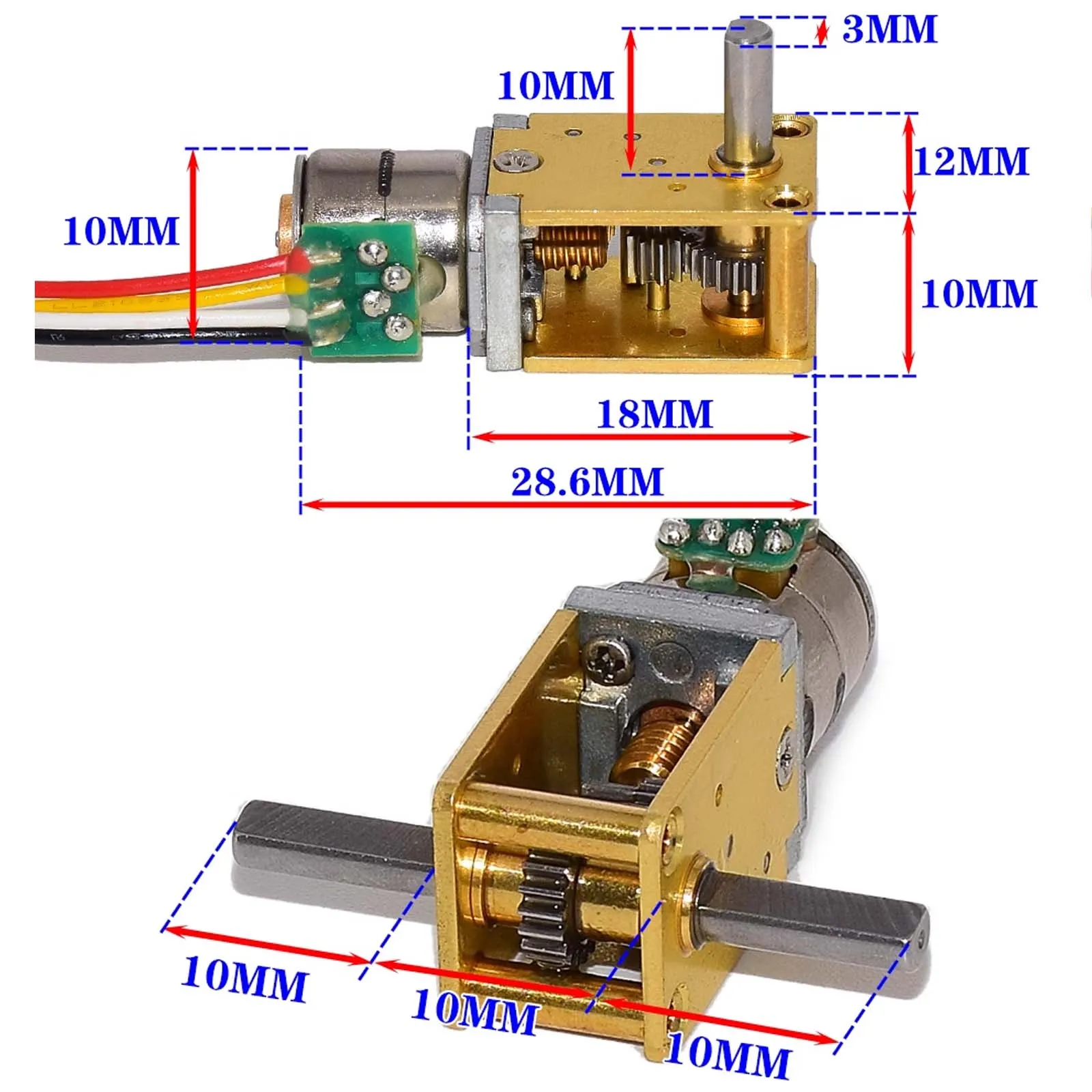

DC 5V 10MM Speed Reduction Stepper Motor 2-Phase 4-Wire Full Metal Gearbox Worm Gear Stepper Motor