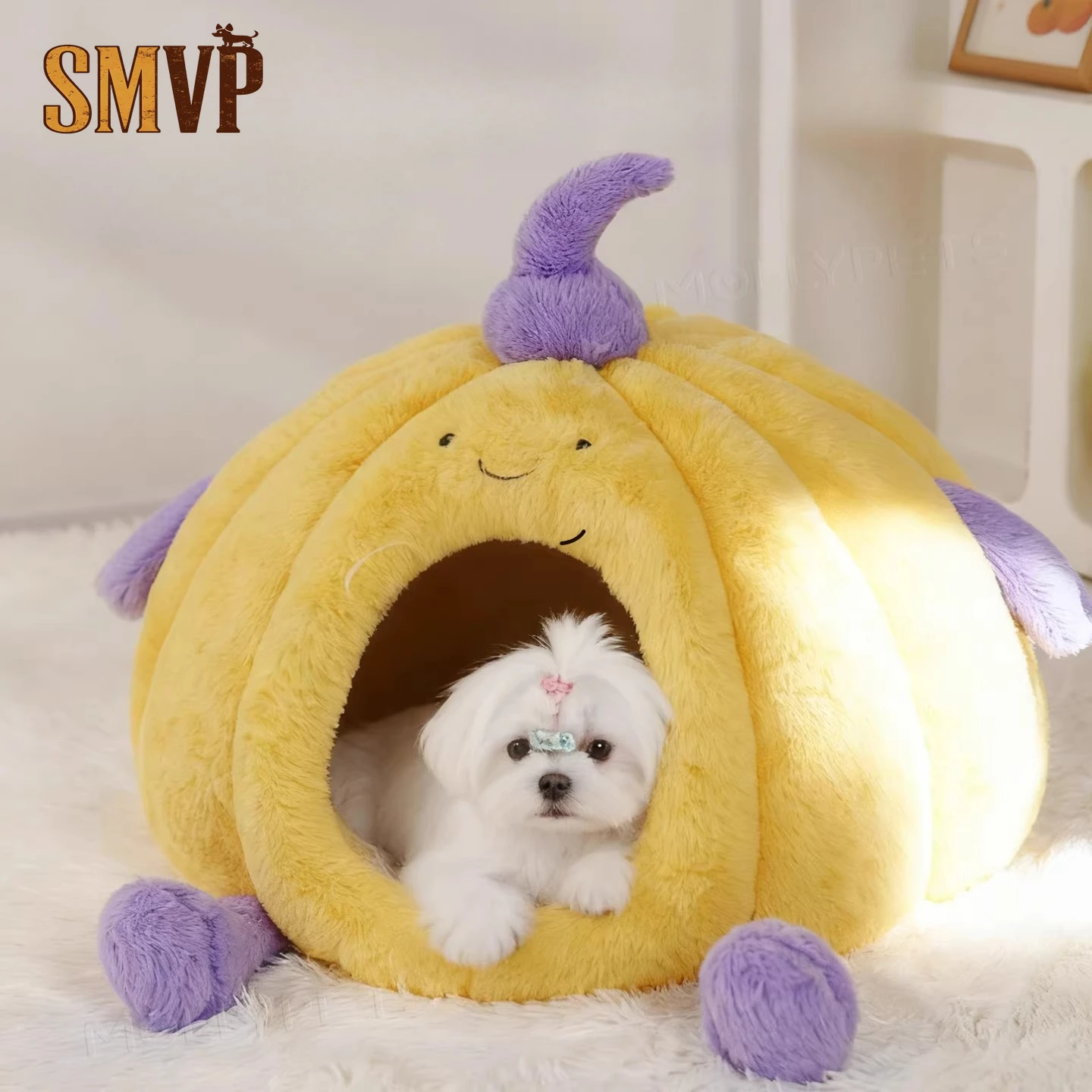 

Creative Pumpkin Shape Multi Color Optional Four Season Universal Closed Security Removable and Washable Pet Kitten Puppy Nest