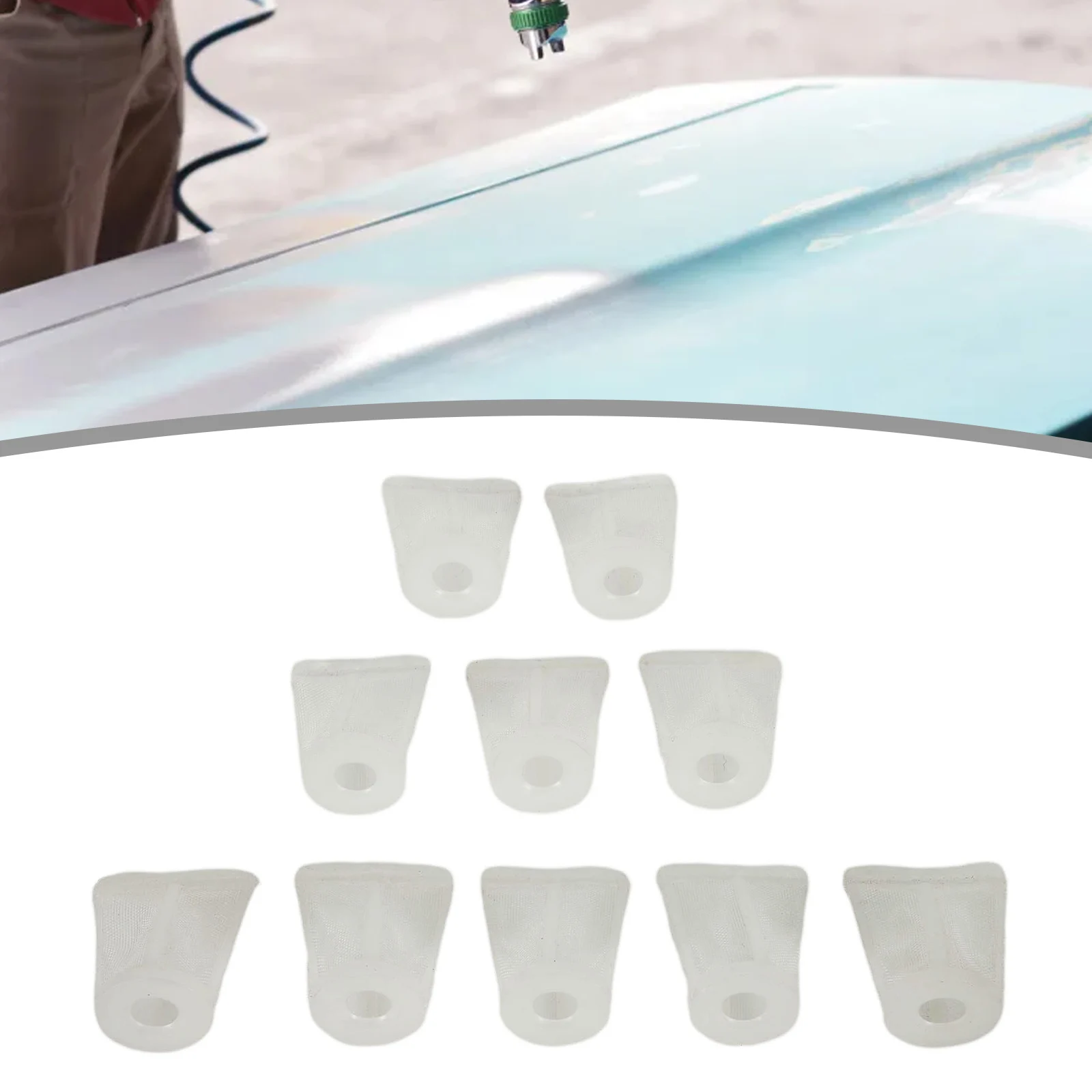 Auto Accessories Pot Paint Filter 10 PCS/Set 120 Mesh 8/10/12mm Nylon Suction Feed Spray Tool White Auti Brand New