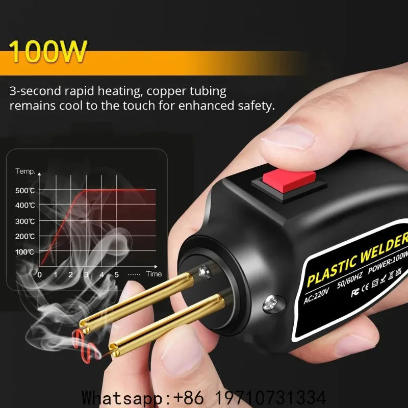 100W Plastic Welding Machine Kit with Welding Gun, Pliers, 200 Welding Nails, Repair Tool for Car Bumper Plastic Damage