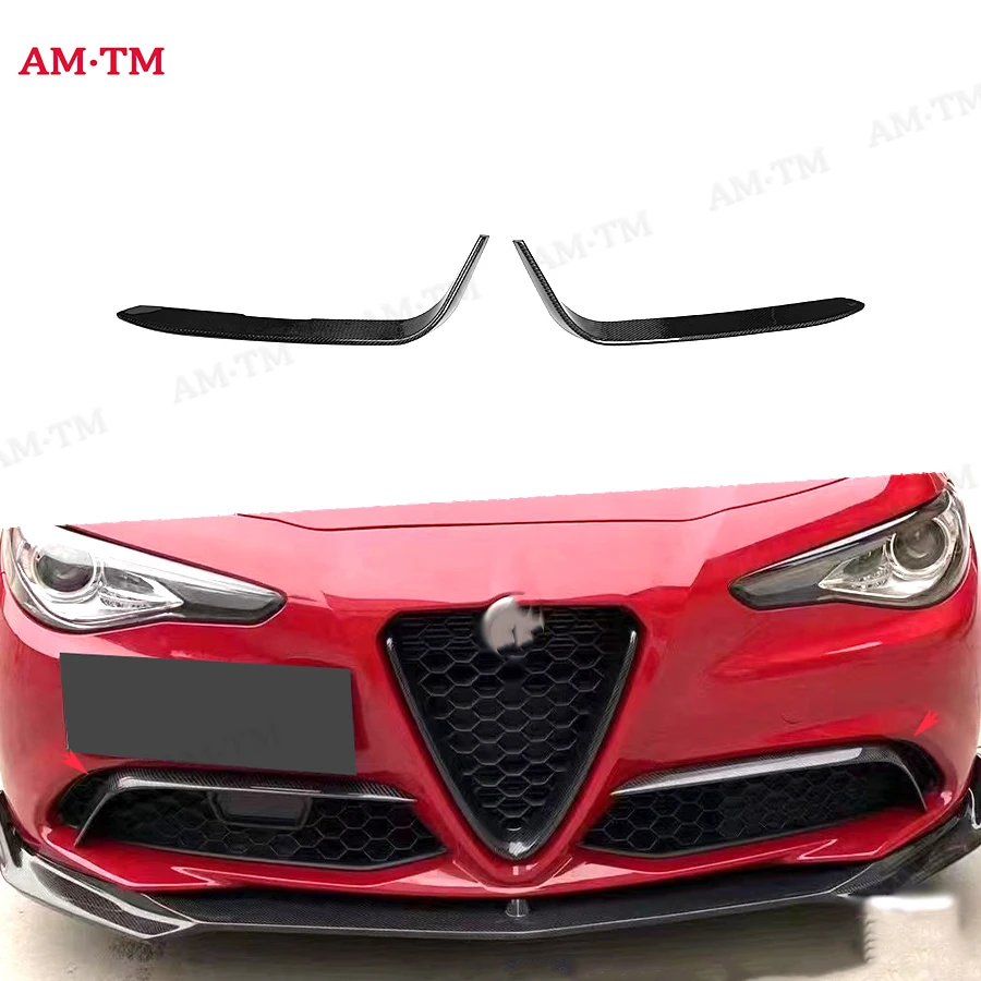 For Alfa Romeo Giulia 2015+ Real Carbon Fiber Carbon fiber wind knife Front Bumper Side Splitter Car Wind Blade Trims Body Kit
