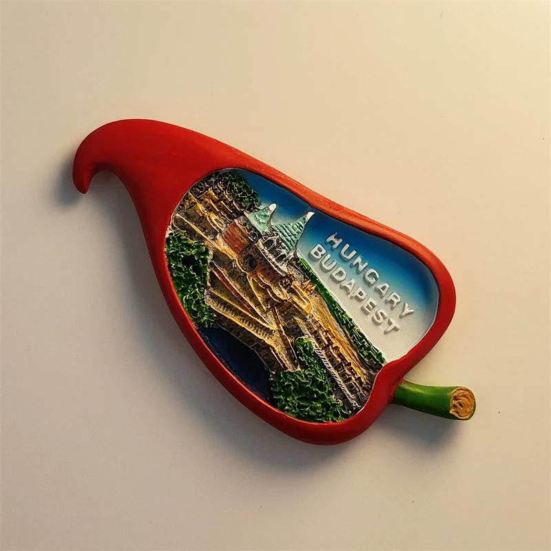 المجر، بودابيست، فلفل، مجسم ثلاثي الأبعاد، هدايا تذكارية للسياحة، لوحة من الراتنج، ديكور منزلي، مغناطيس الثلاجة ﻿